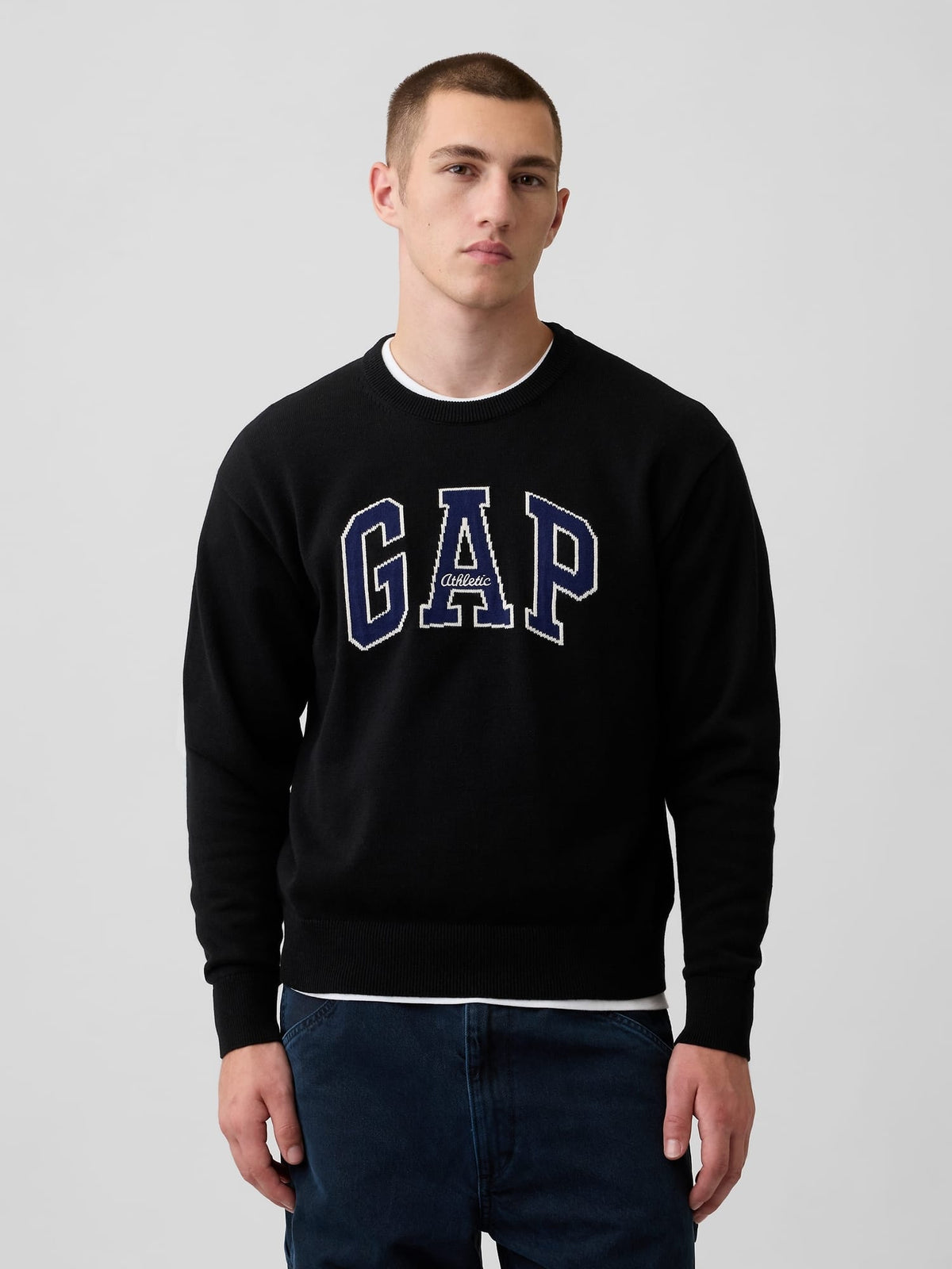 Krem Relaxed Gap Logo Intarsia Kazak