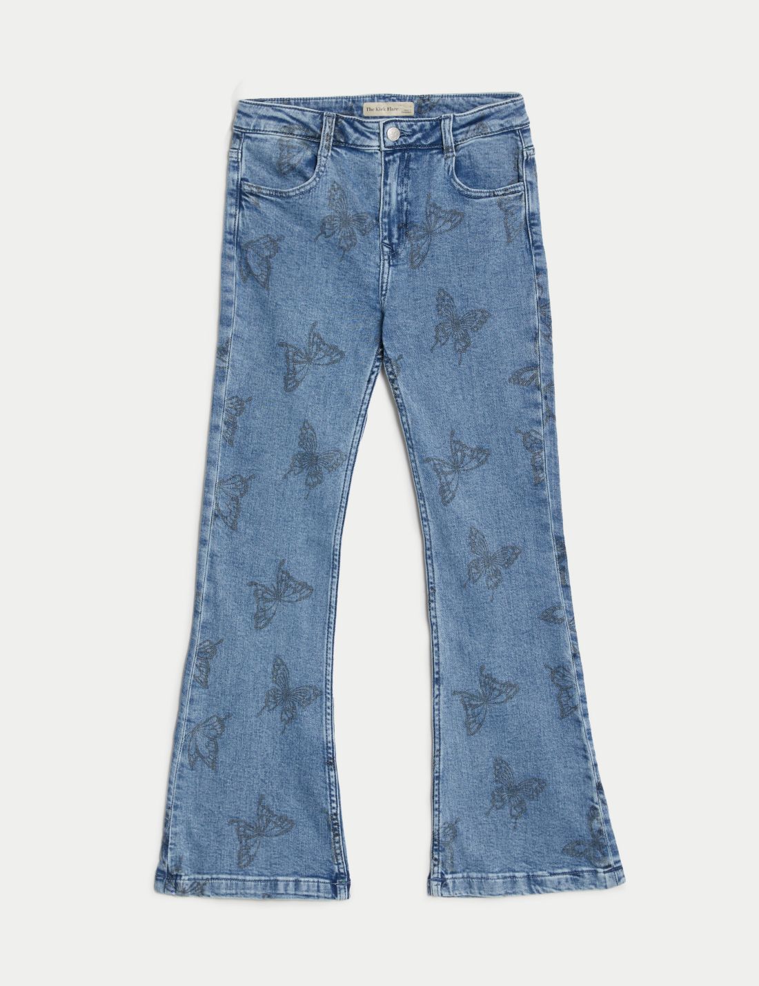 Kelebek Desenli Flared Fit Jean Pantolon (6-16 Yaş)
