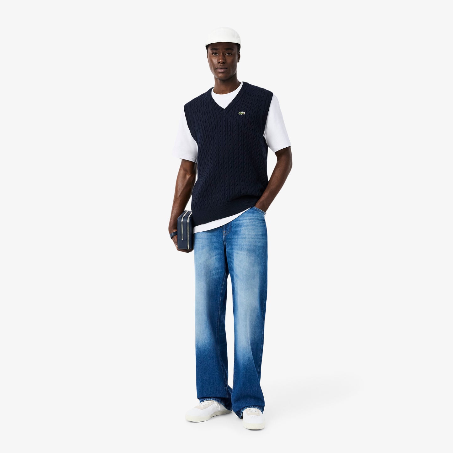 Lacoste Erkek Relaxed Fit Bisiklet Yaka Beyaz T-shirt