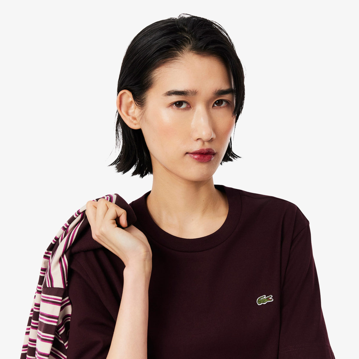 Lacoste Relaxed Fit Kadın Bordo T-shirt