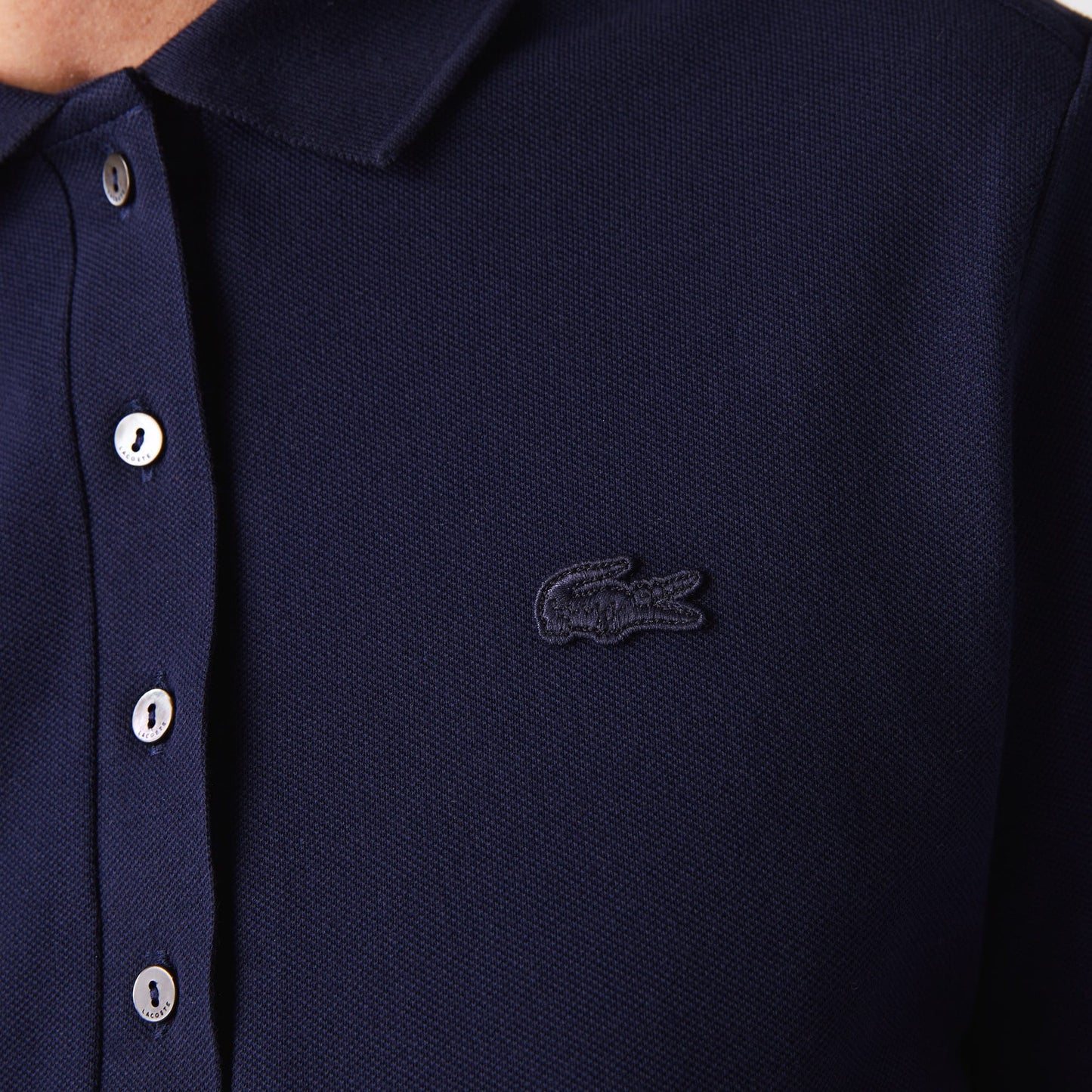 Lacoste Kadın Slim Fit Uzun Kollu Lacivert Polo