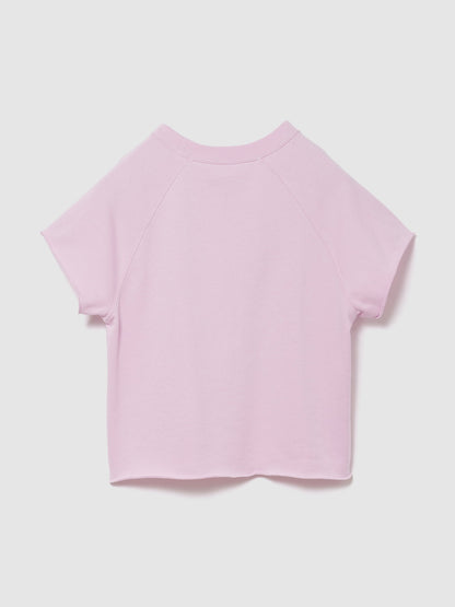 Açık Pembe Relaxed Fransız Havlu Kumaş Grafik Baskılı T-shirt
