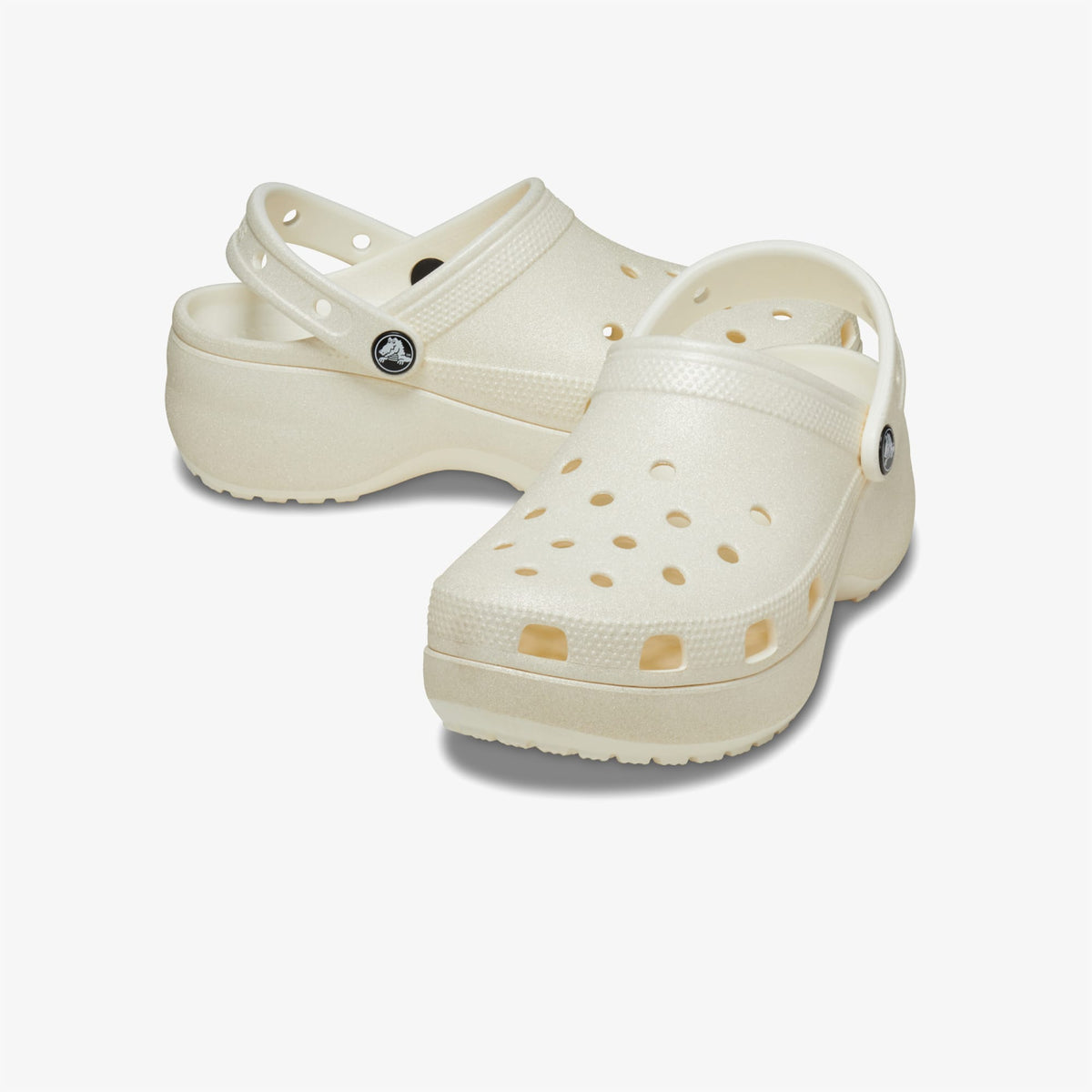 Crocs Classic Platform Glitter Clog Kadın Krem Sandalet