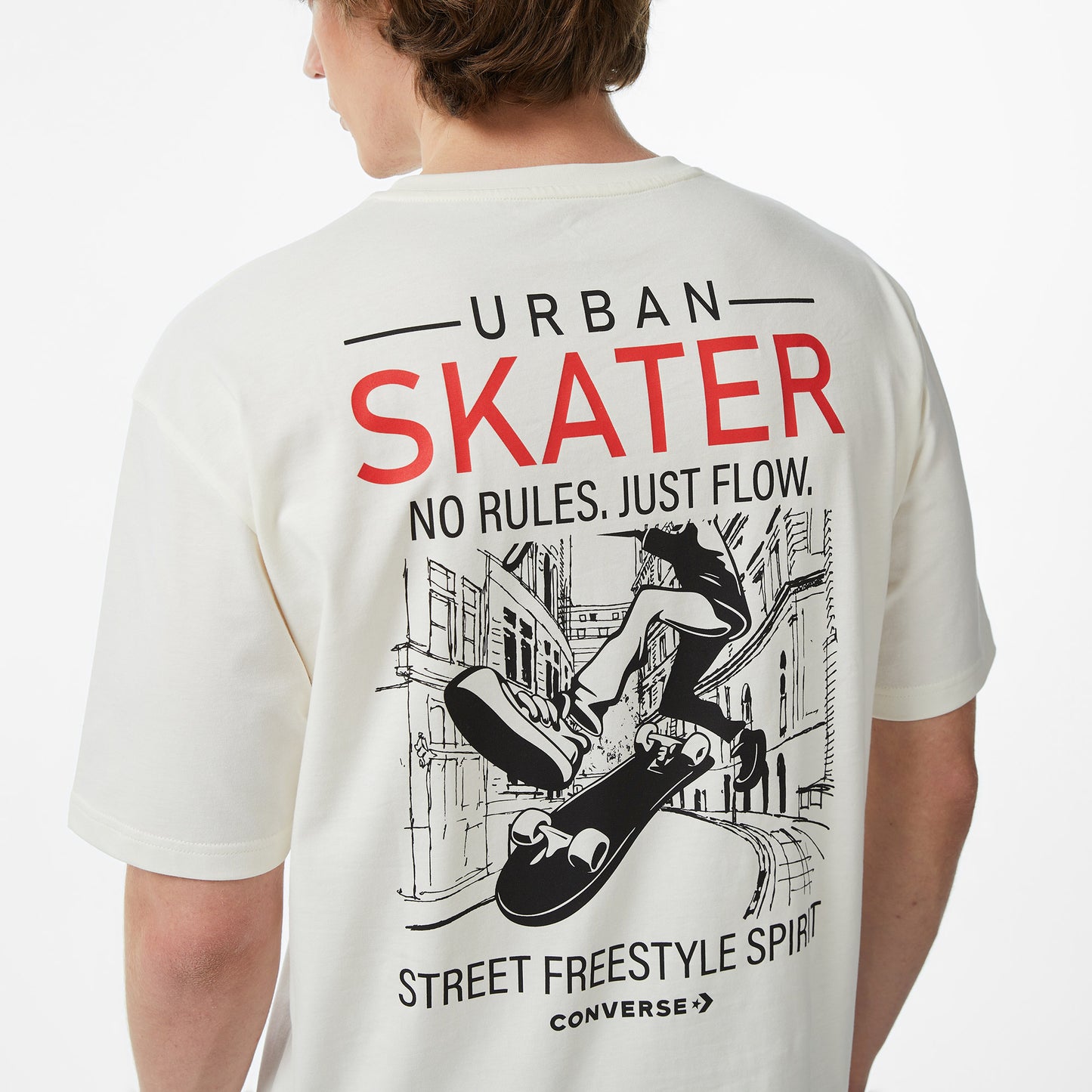 Converse Erkek Krem Grafik Baskılı T-shirt