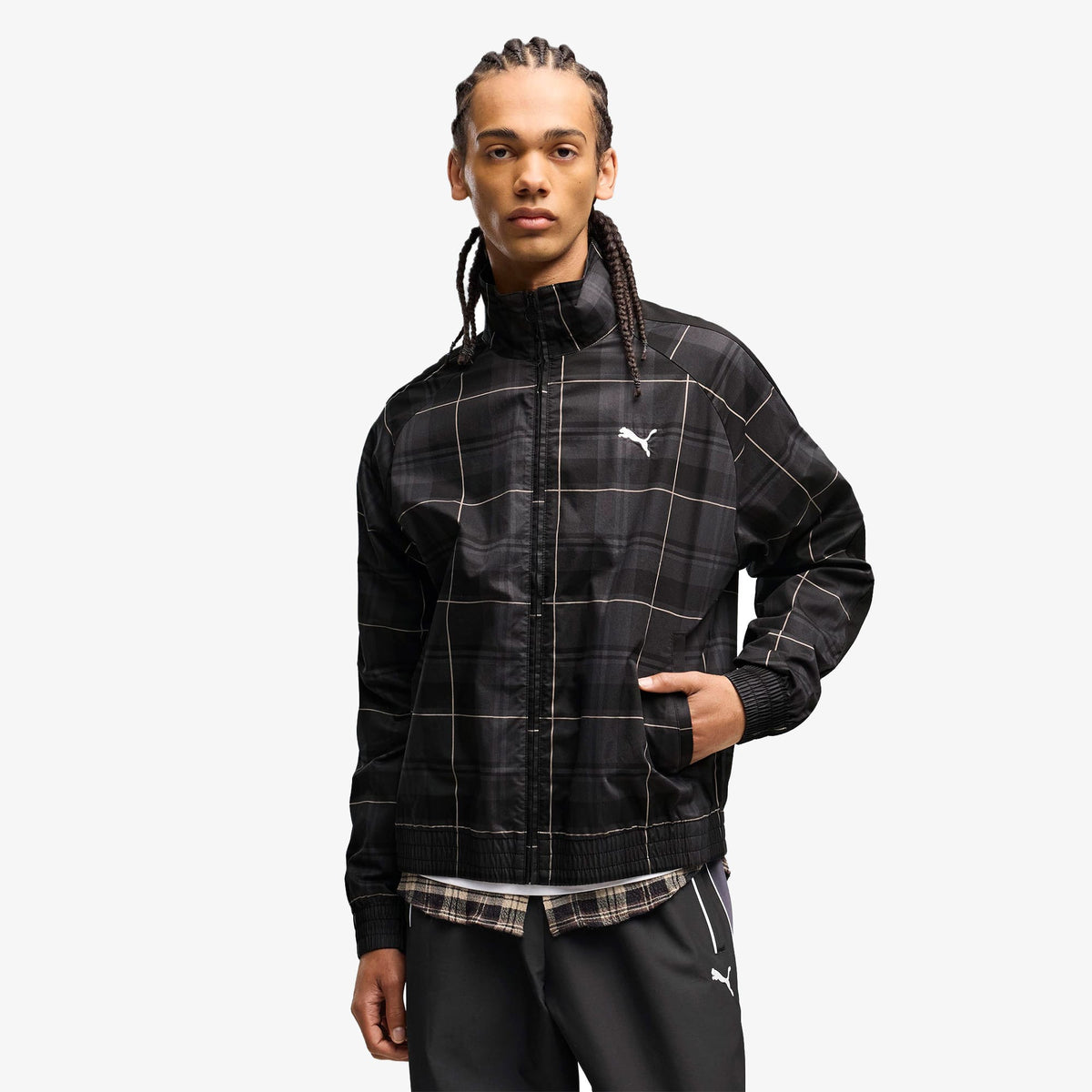 Puma T7 Relaxed Tartan Woven Erkek Siyah Ceket