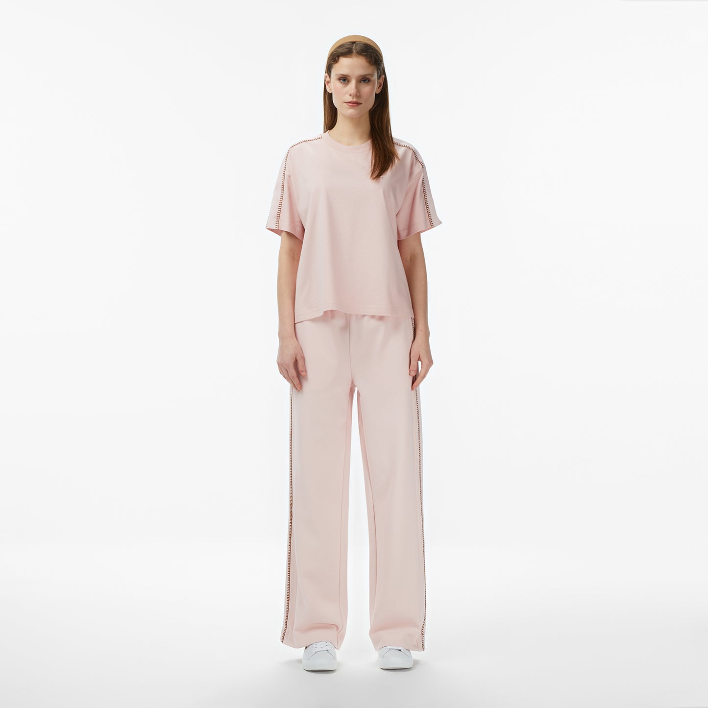 Lacoste Kadın Loose Fit Bisiklet Yaka Pembe T-shirt