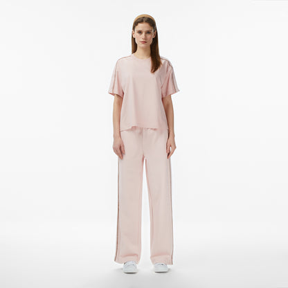 Lacoste Kadın Loose Fit Bisiklet Yaka Pembe T-shirt