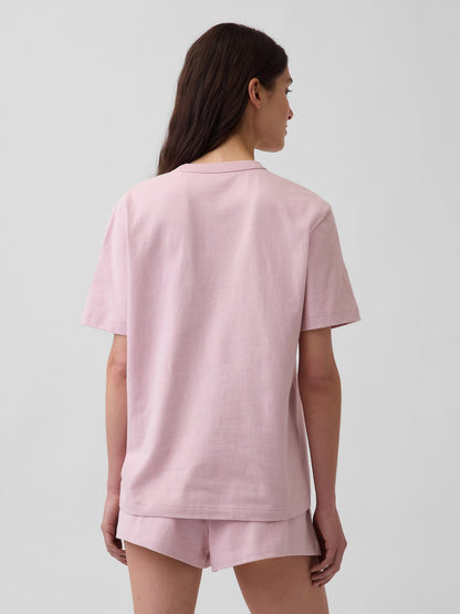 Açık Pembe Nap Logo Oversized Pijama Üstü