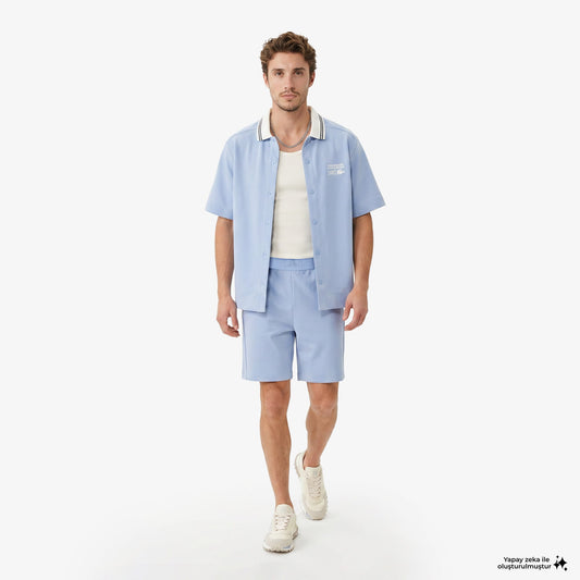 House Of Superstep X Lacoste Kapsul Koleksiyon Erkek Mavi Şort