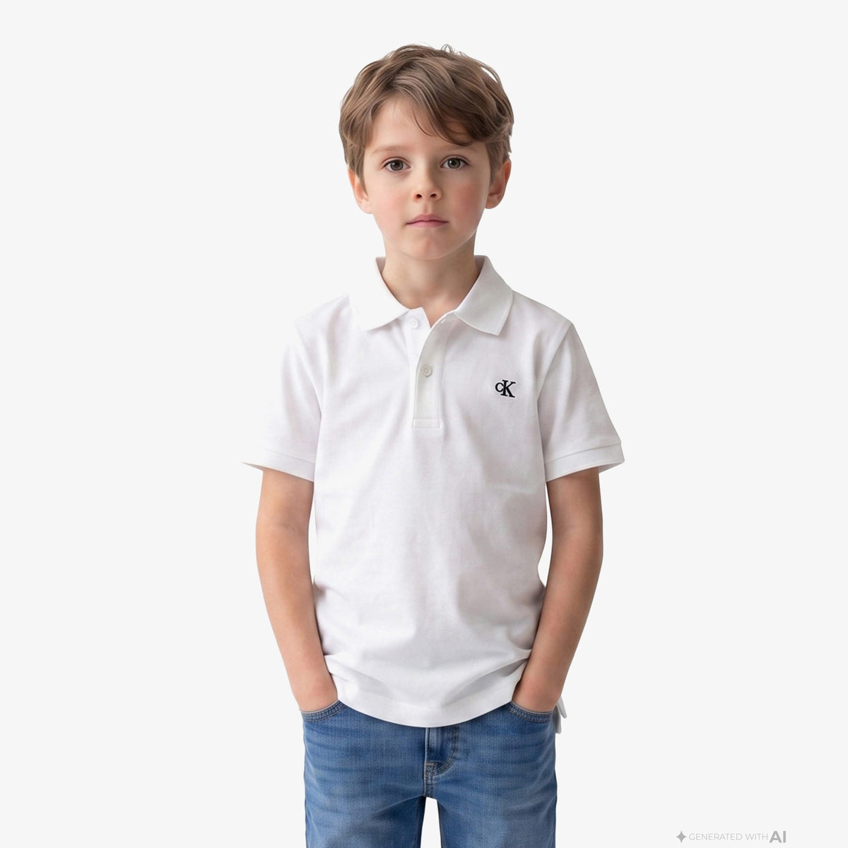 Calvin Klein Solid Çocuk Beyaz Polo