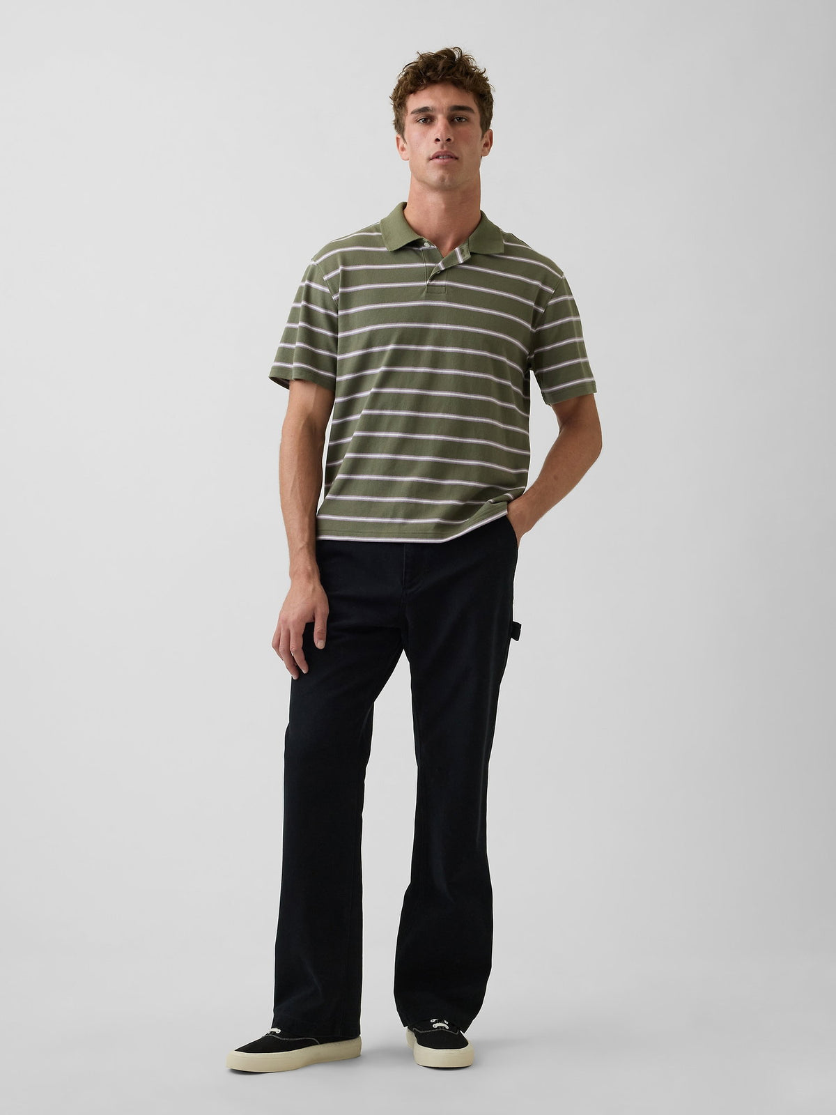 Yeşil Relaxed Pique Polo T-shirt
