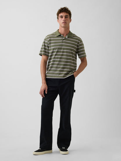 Yeşil Relaxed Pique Polo T-shirt