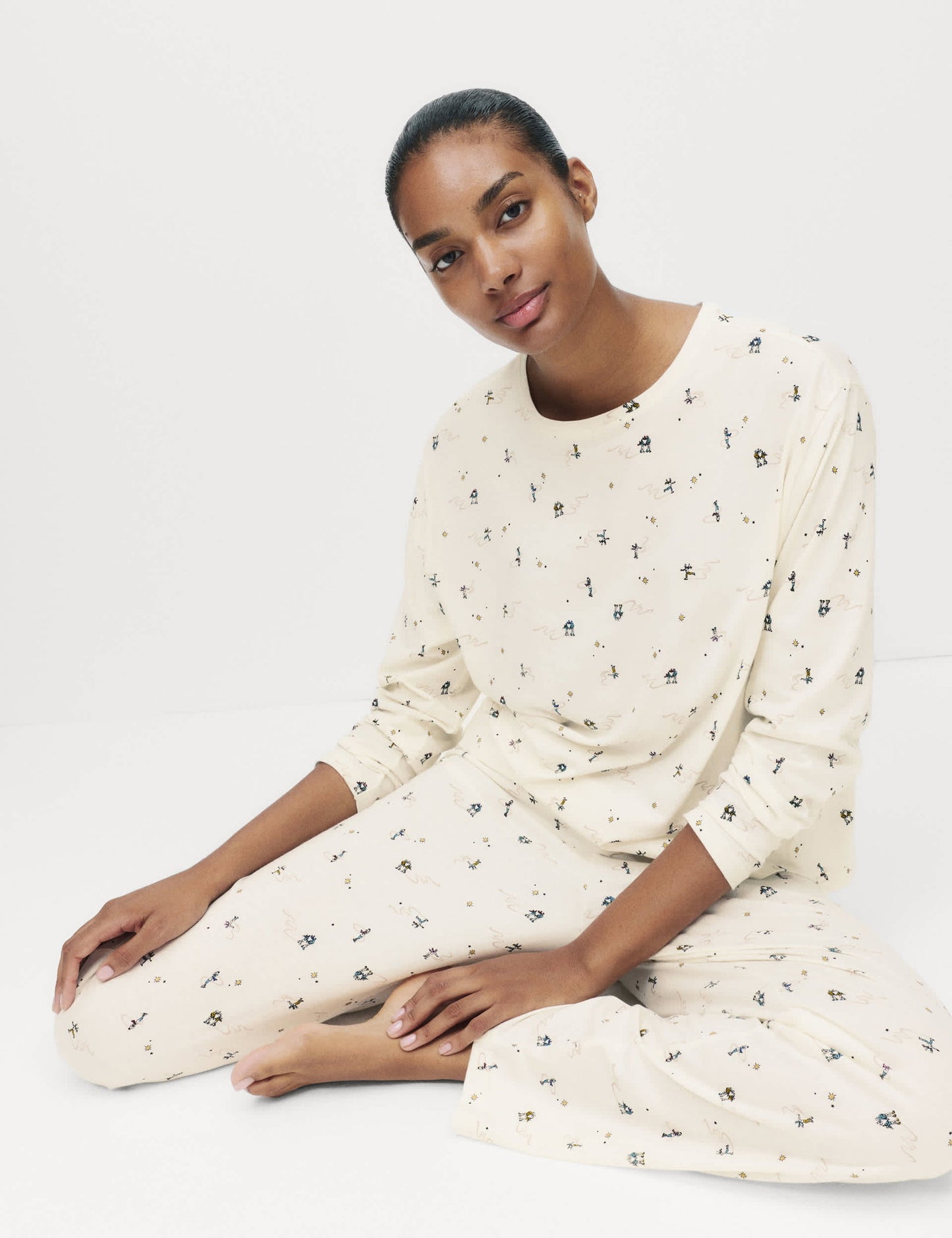 %100 Pamuklu Baskılı Pijama Takımı