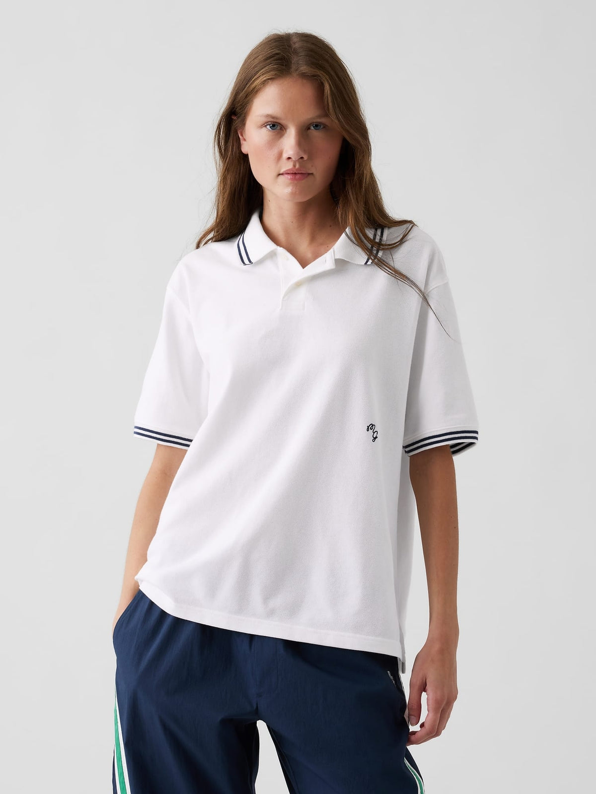Beyaz Gap × Malbon Relaxed Polo T-shirt