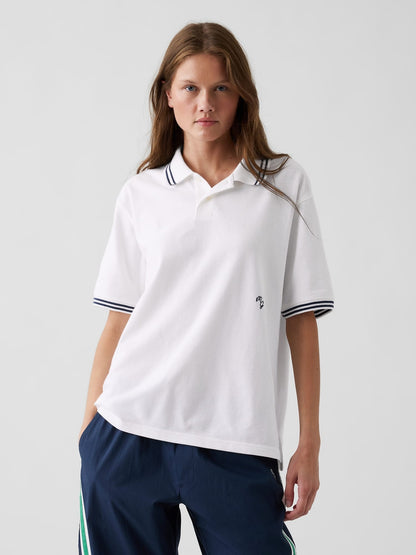Beyaz Gap × Malbon Relaxed Polo T-shirt