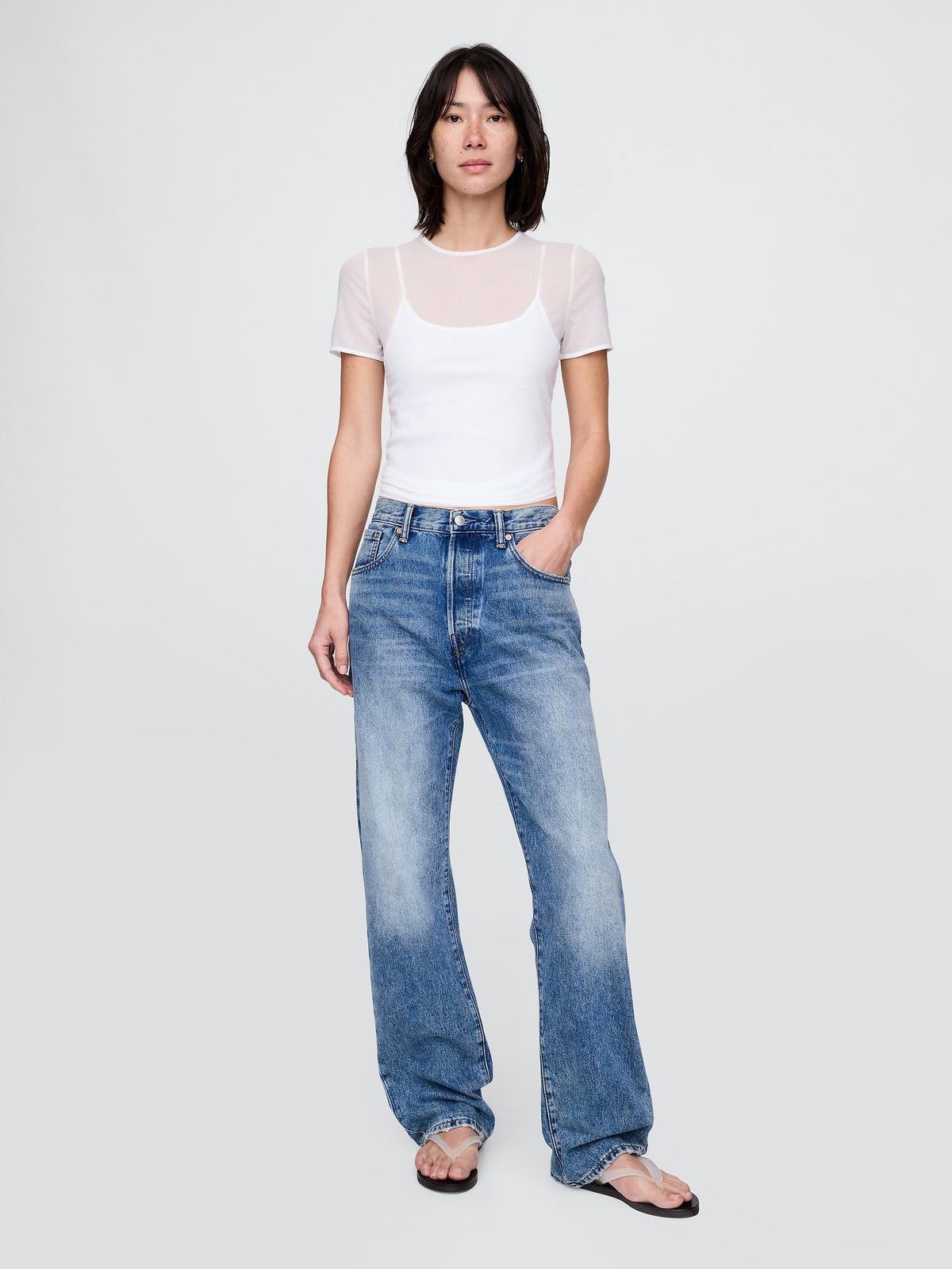 Beyaz Transparan Crop T-shirt