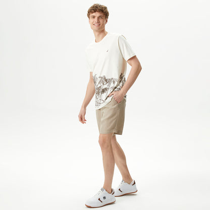 Nautica Erkek Bej Classic Fit Keten Bermuda