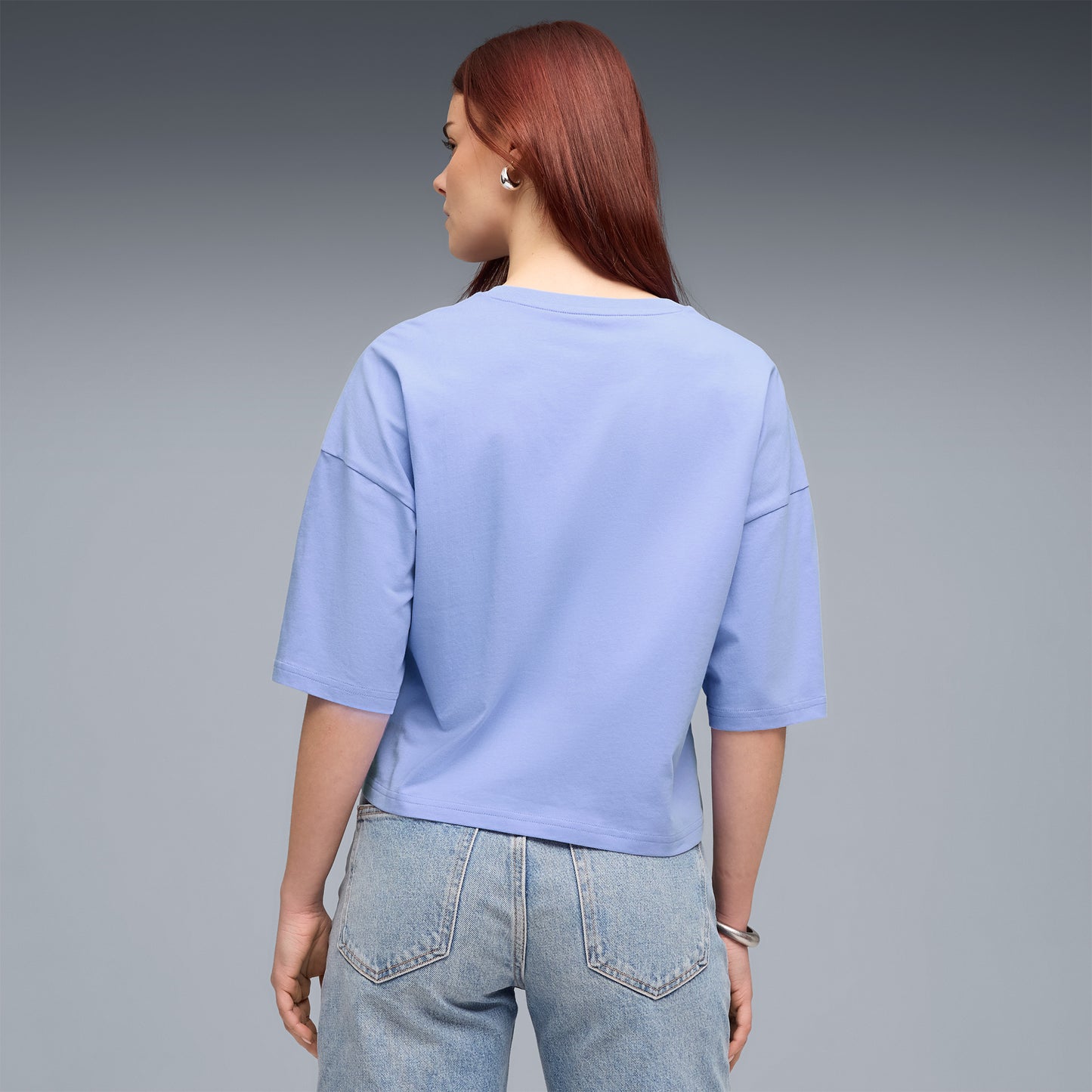 Puma Wardrobe Essentials Oversized Kadın Mor T-shirt