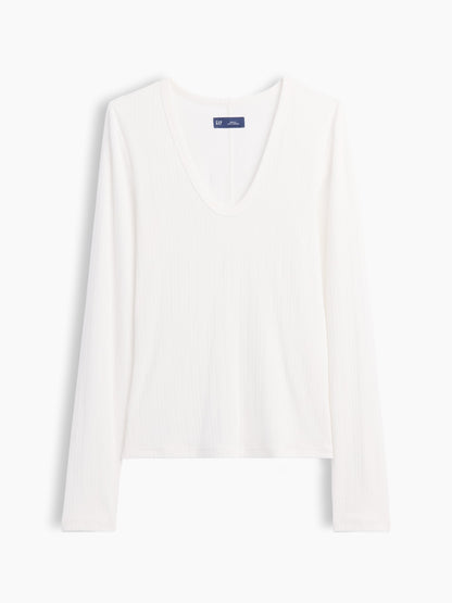 Beyaz Çizgili Fitilli T-shirt