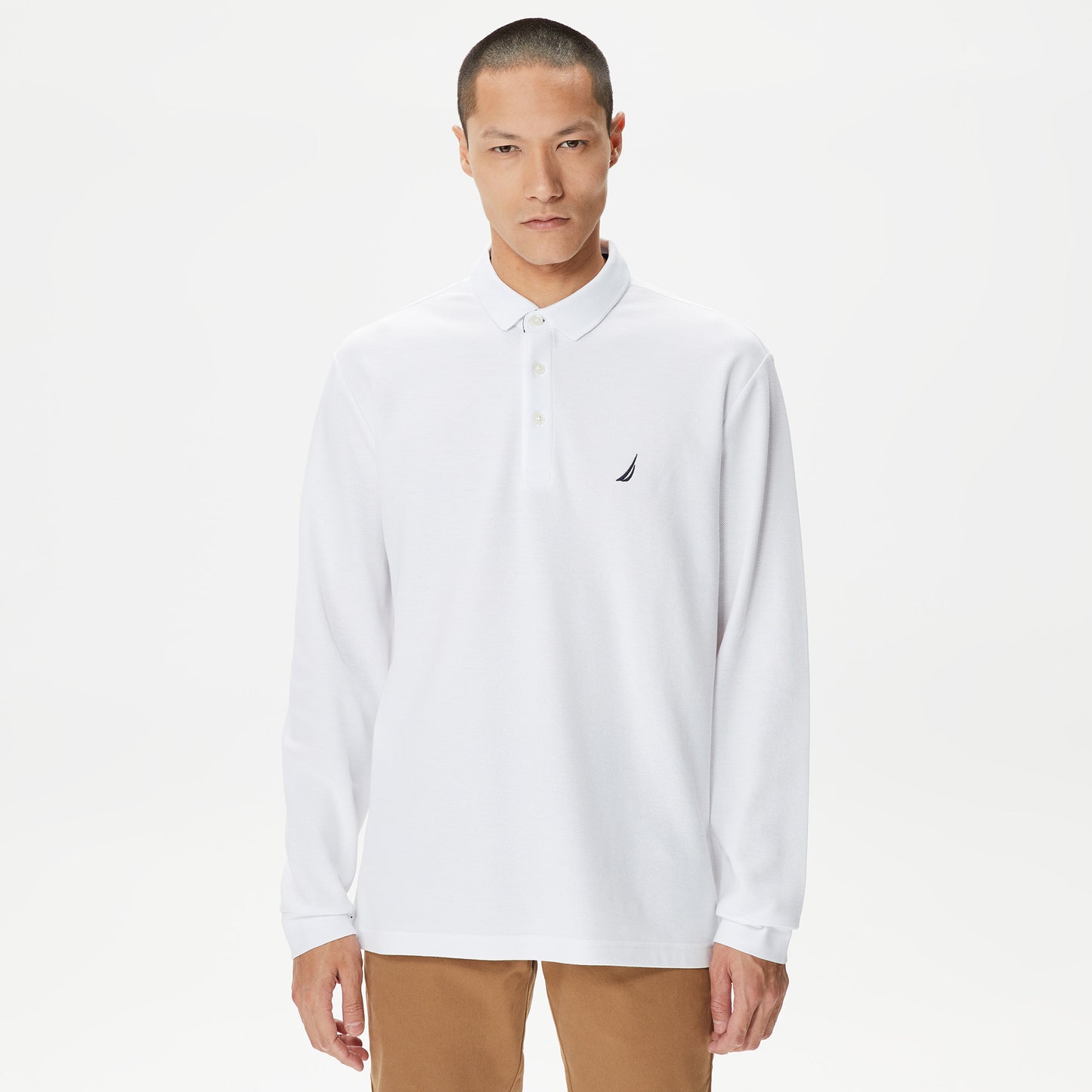 Nautica Erkek Beyaz Classic Fit Uzun Kollu Polo Yaka T-shirt