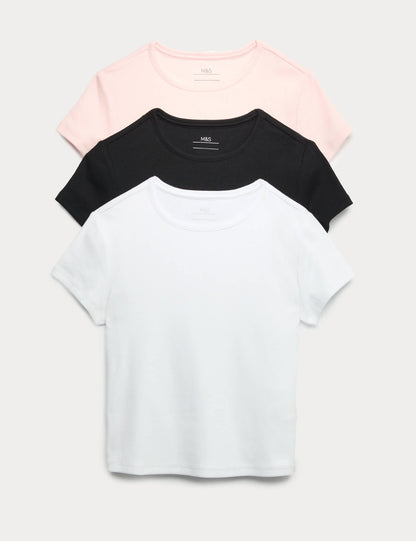 3'lü Pamuklu T-shirt