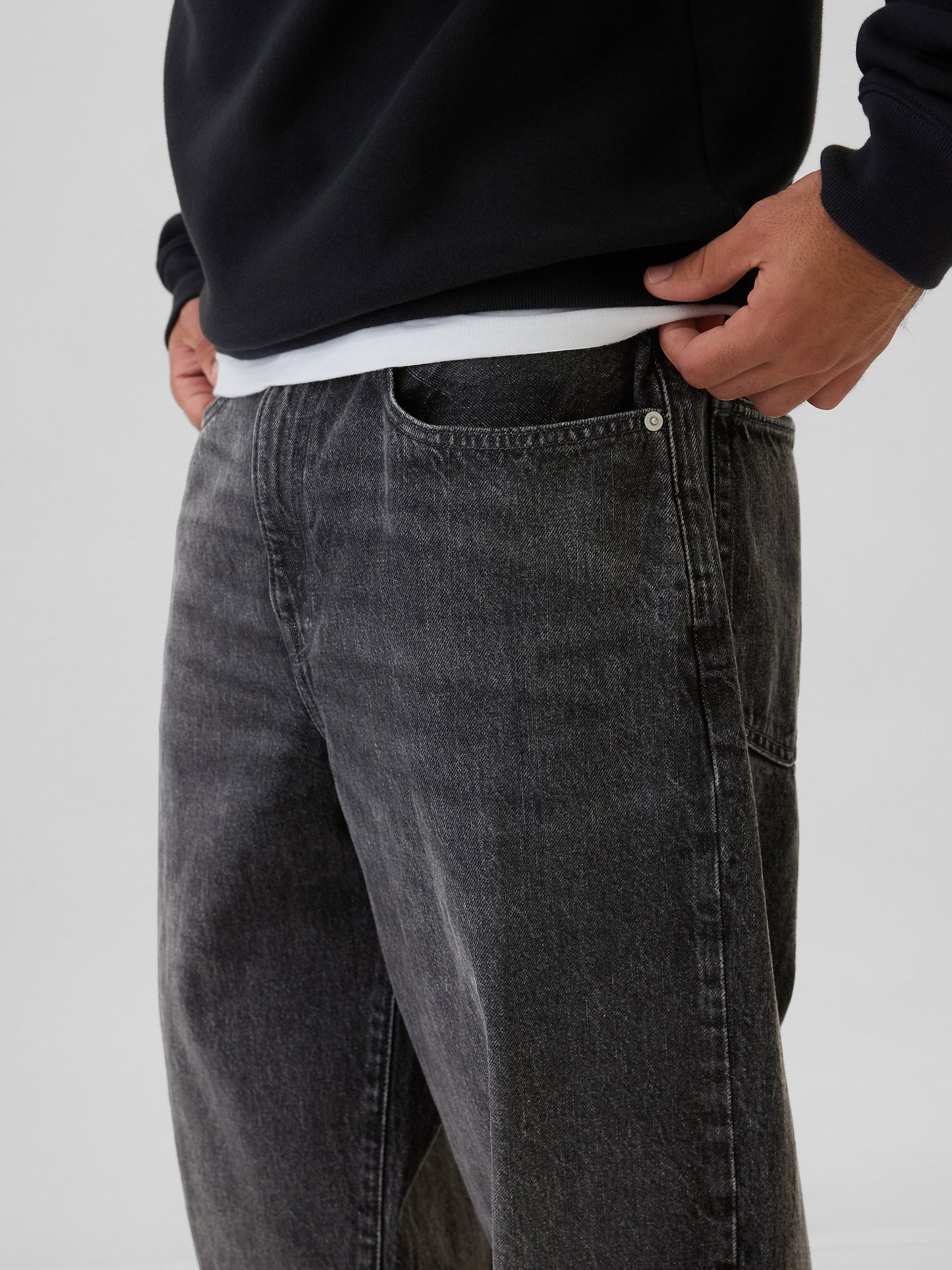 Siyah Baggy Jean Pantolon