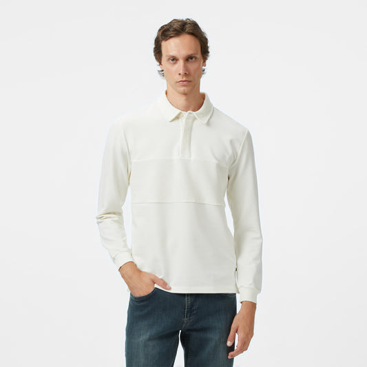 Nautica Erkek Krem Classic Fit Uzun Kollu Polo Yaka T-shirt