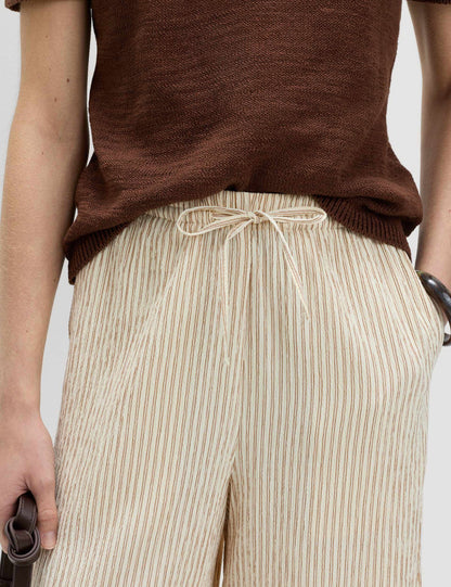 Dokulu Geniş Paça Pantolon