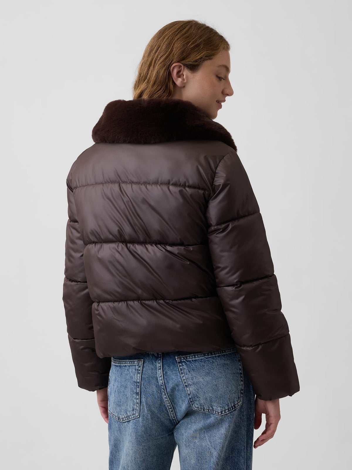 Kahverengi Relaxed Quilted Puffer Şişme Ceket