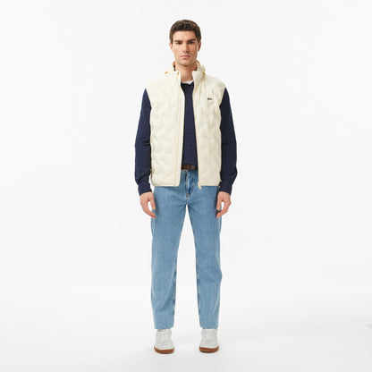 Lacoste Erkek Regular Fit Dik Yaka Kapitone Bej Yelek