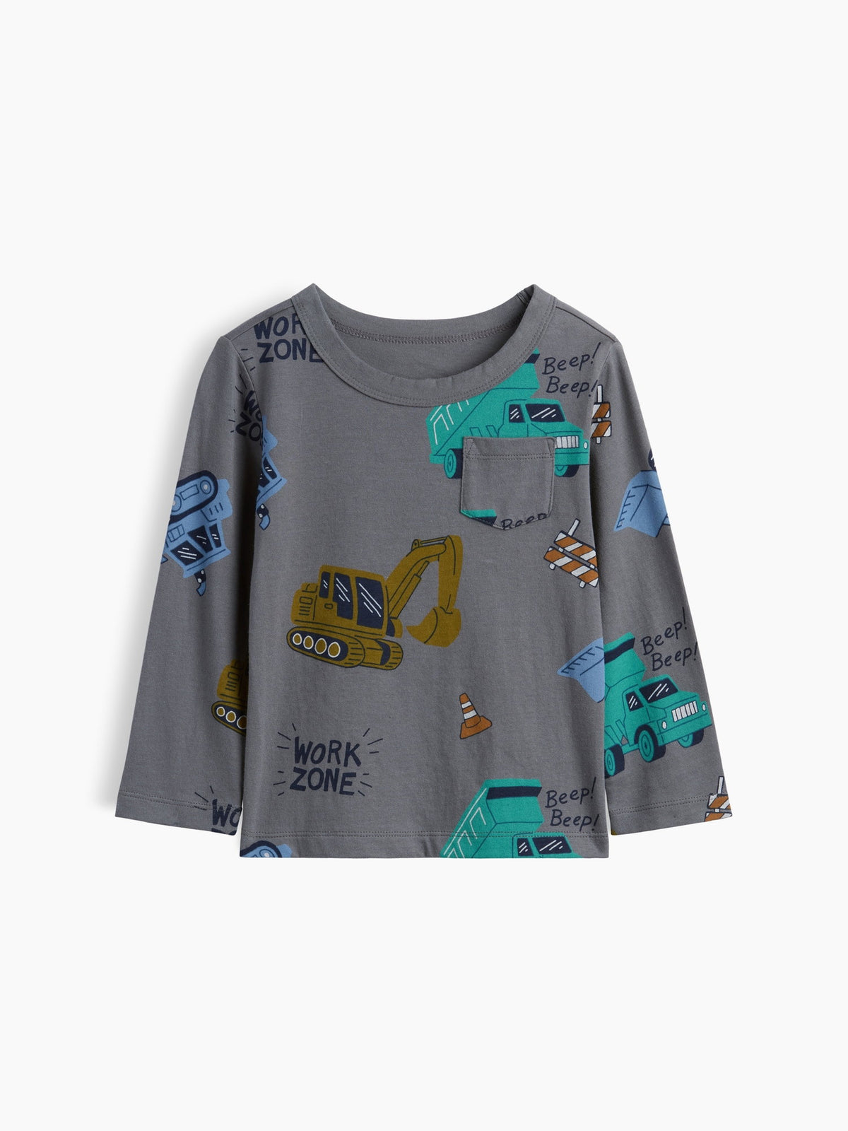 Gri Mix & Match Baskılı Cep T-shirt