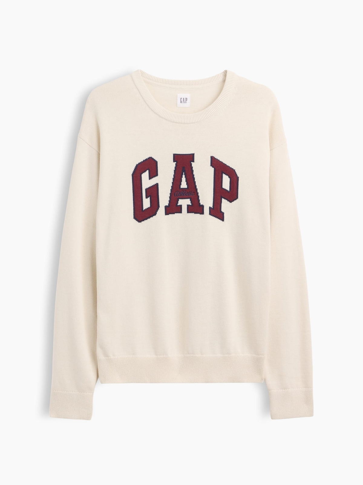 Krem Relaxed Gap Logo Intarsia Kazak