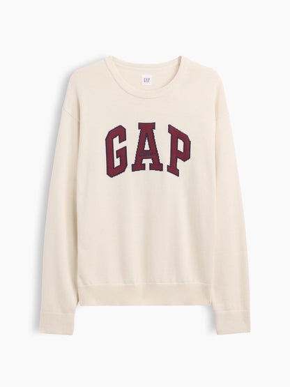 Krem Relaxed Gap Logo Intarsia Kazak
