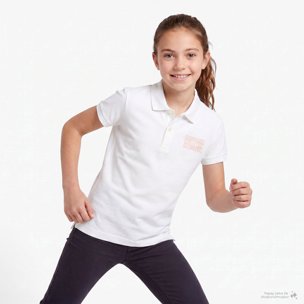 Lacoste Çocuk Baskılı Beyaz Polo