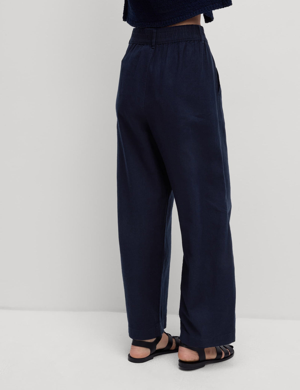 Keten Karışımlı Geniş Paça Pantolon