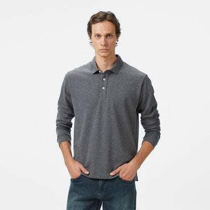 Nautica Classic Fit Erkek Uzun Kollu Polo Yaka Gri T-shirt