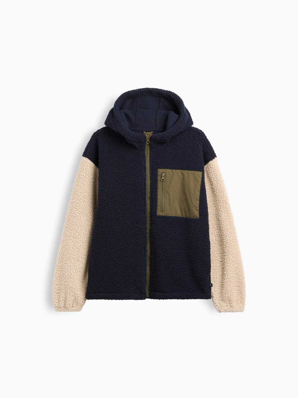 Lacivert Relaxed Colorblock Sherpa Sweatshirt