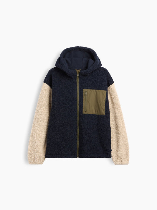Lacivert Relaxed Colorblock Sherpa Sweatshirt