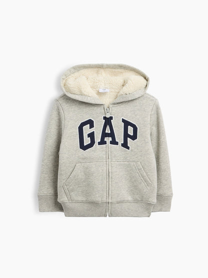 Lacivert Logo Sherpa Fermuarlı Sweatshirt