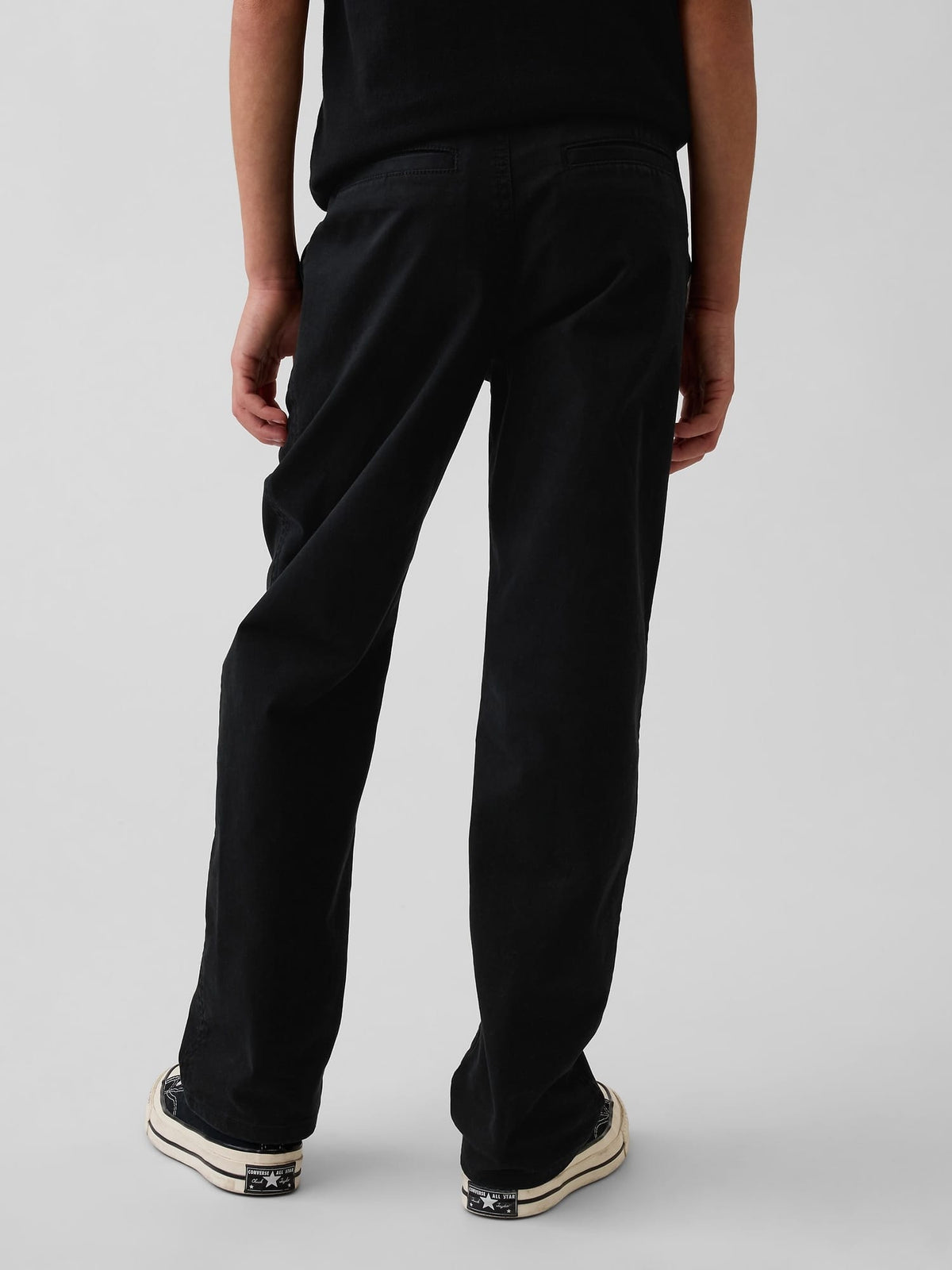 Siyah Modern Relaxed Straight Khaki Pantolon
