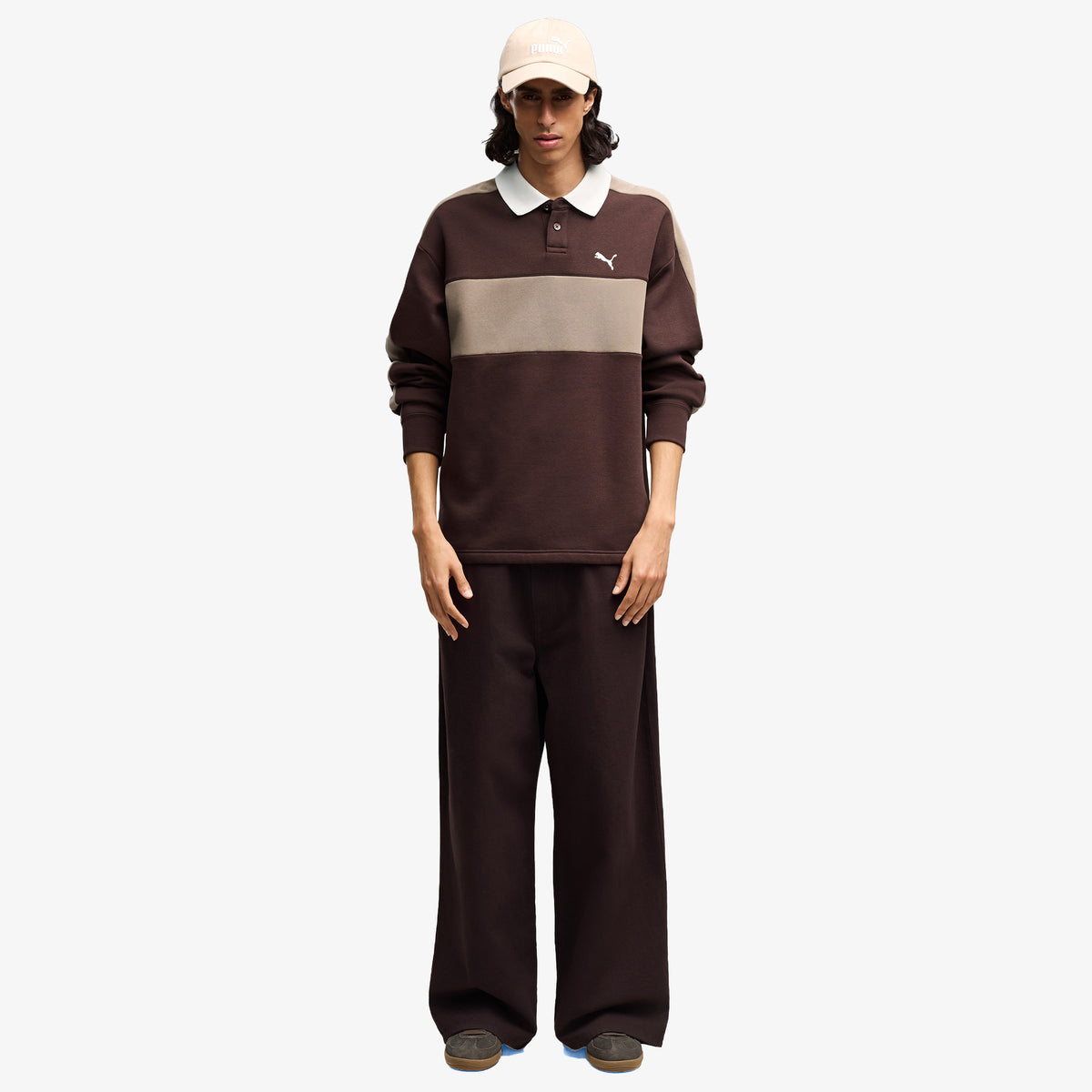 Puma T7 Relaxed Polo Crew Erkek Kahverengi Sweatshirt