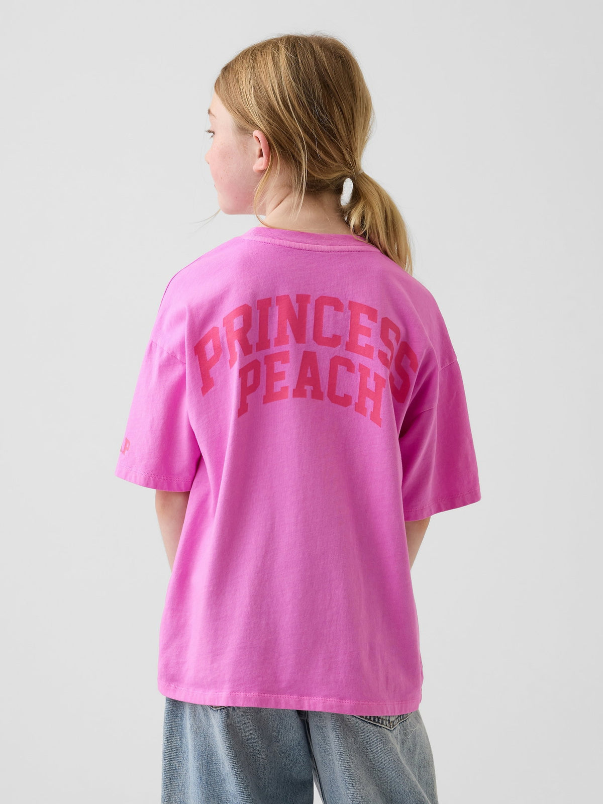 Pembe Süper Mario Relaxed Grafik Baskılı T-shirt