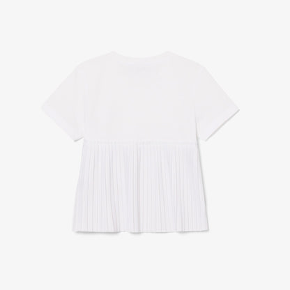 Lacoste Kız Çocuk Bisiklet Yaka Beyaz T-shirt