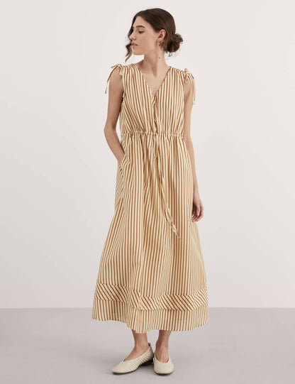 Çizgili Midi Ipek Elbise