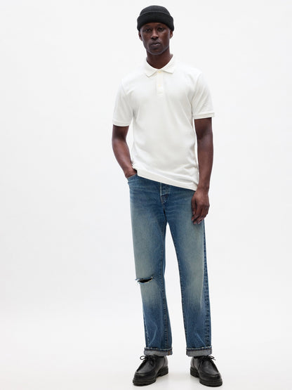 Beyaz Pique Polo Yaka T-shirt