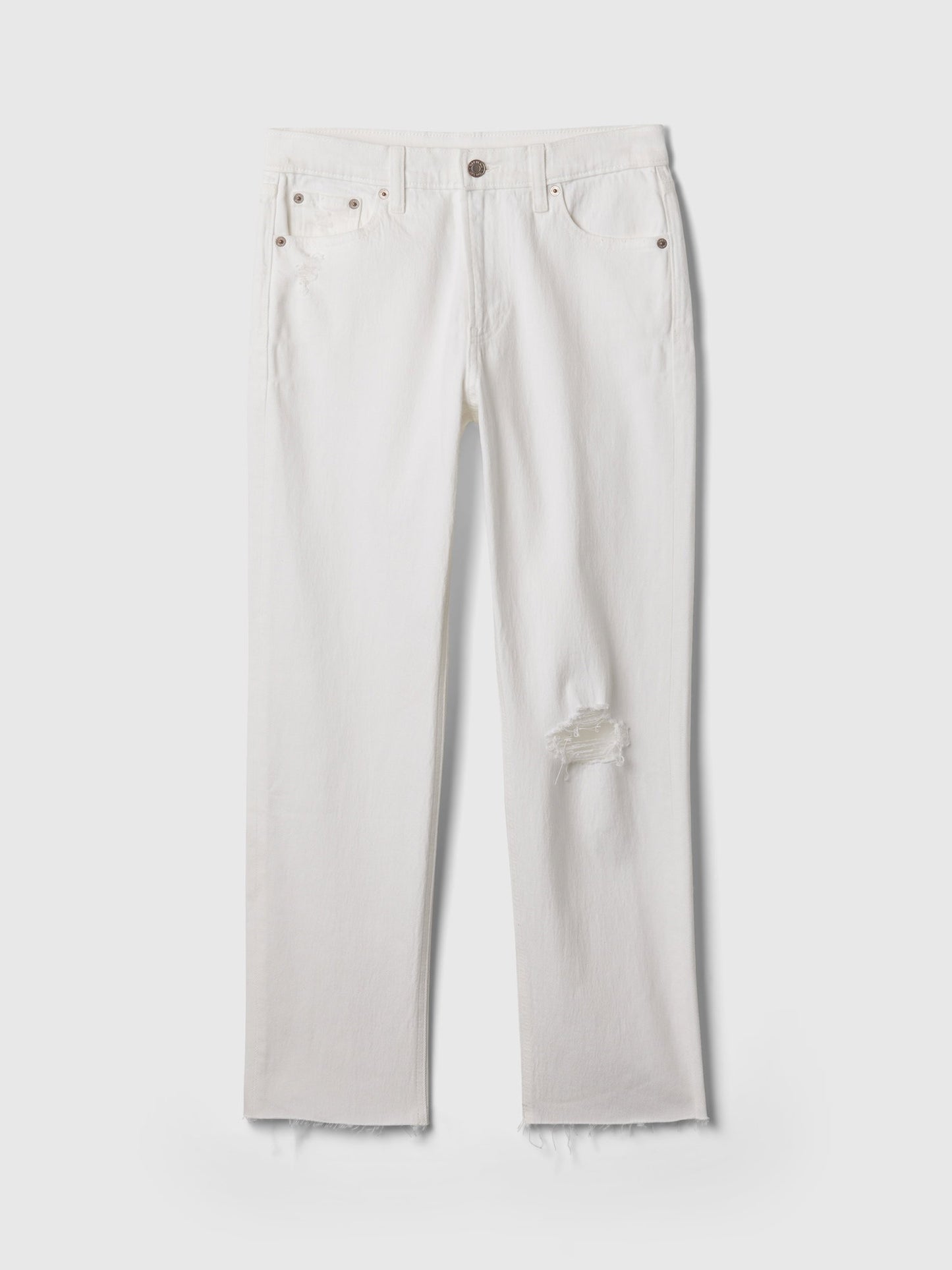 Beyaz High Rise Cheeky Straight Jean Pantolon