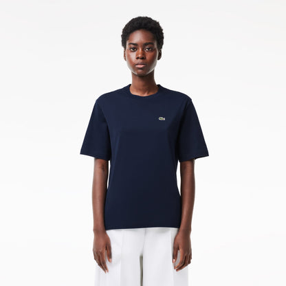Lacoste Kadın Relaxed Fit Bisiklet Yaka Lacivert T-shirt
