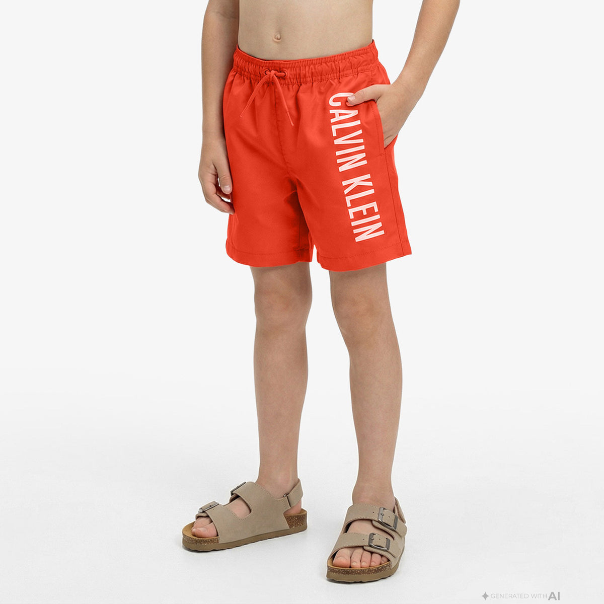 Calvin Klein Medium Drawstring Çocuk Kırmızı Deniz Şortu