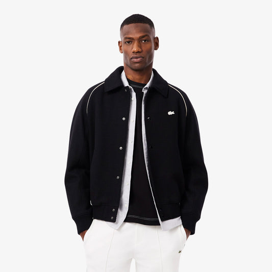 Lacoste Erkek Classic Fit Gömlek Yaka Baskılı Siyah Ceket