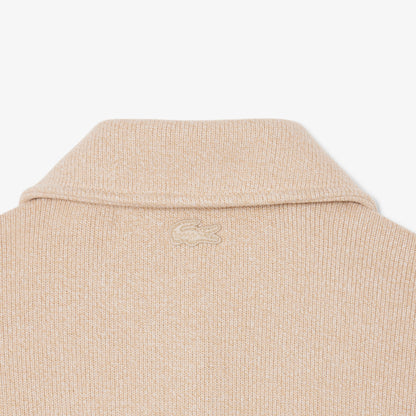 Lacoste Kadın Oversize Fit Polo Yaka Bej Sweatshirt